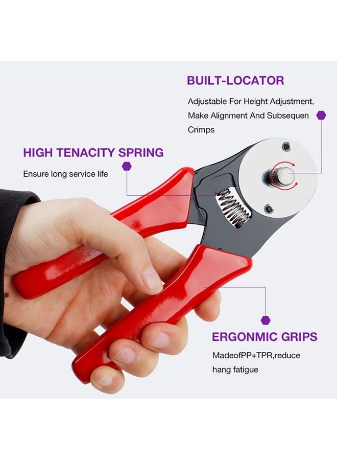 Professional 4 Way Crimping Pliers Manual Wire Crimper Tool Red Handles 0 5 1 5mm 20 16AWG - Image 3