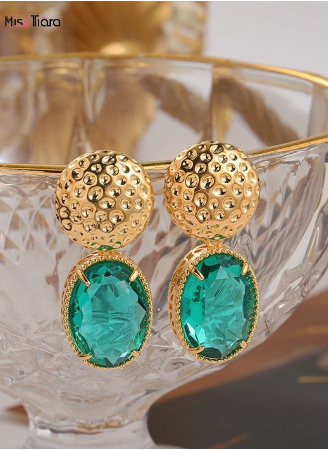 MissTiara - 925 Silver Needle Gemstone Dangle Earrings - Image 1