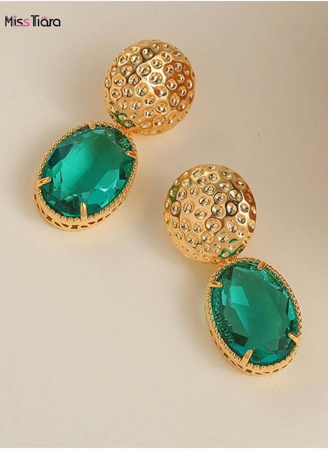 MissTiara - 925 Silver Needle Gemstone Dangle Earrings - Image 1