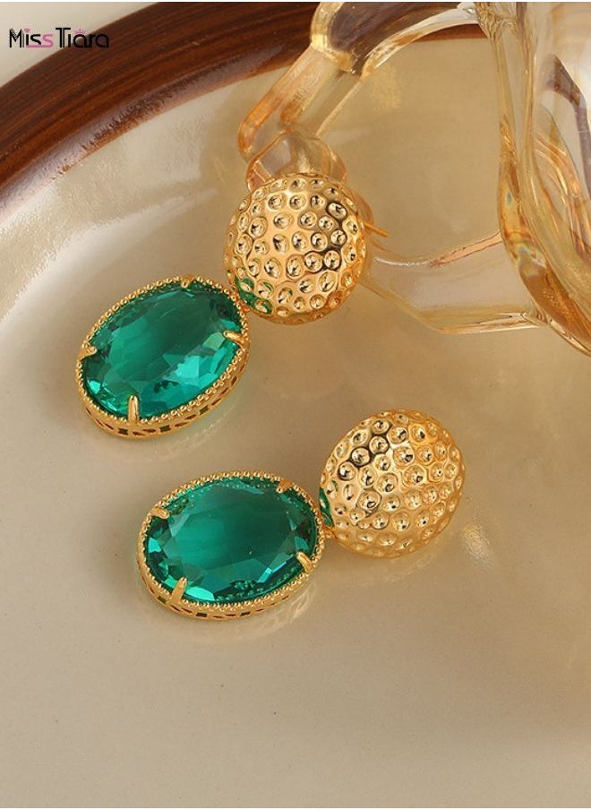 MissTiara - 925 Silver Needle Gemstone Dangle Earrings - Image 1