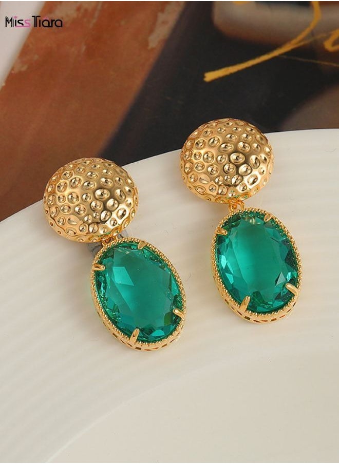MissTiara - 925 Silver Needle Gemstone Dangle Earrings - Image 1