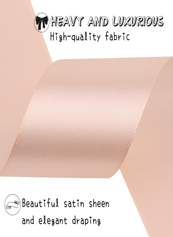 RIUNBB Solid Satin Ribbon 25 Yards Solid Polyester Fabric Ribbon for Gift Wrapping Wedding Christmas Baby Shower Birthday Party Decoration Handmade Immortal Flower Craft (Naked Pink, 2 Inch) - Image 4