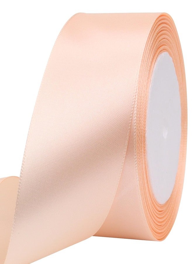 RIUNBB Solid Satin Ribbon 25 Yards Solid Polyester Fabric Ribbon for Gift Wrapping Wedding Christmas Baby Shower Birthday Party Decoration Handmade Immortal Flower Craft (Naked Pink, 2 Inch) - Image 1