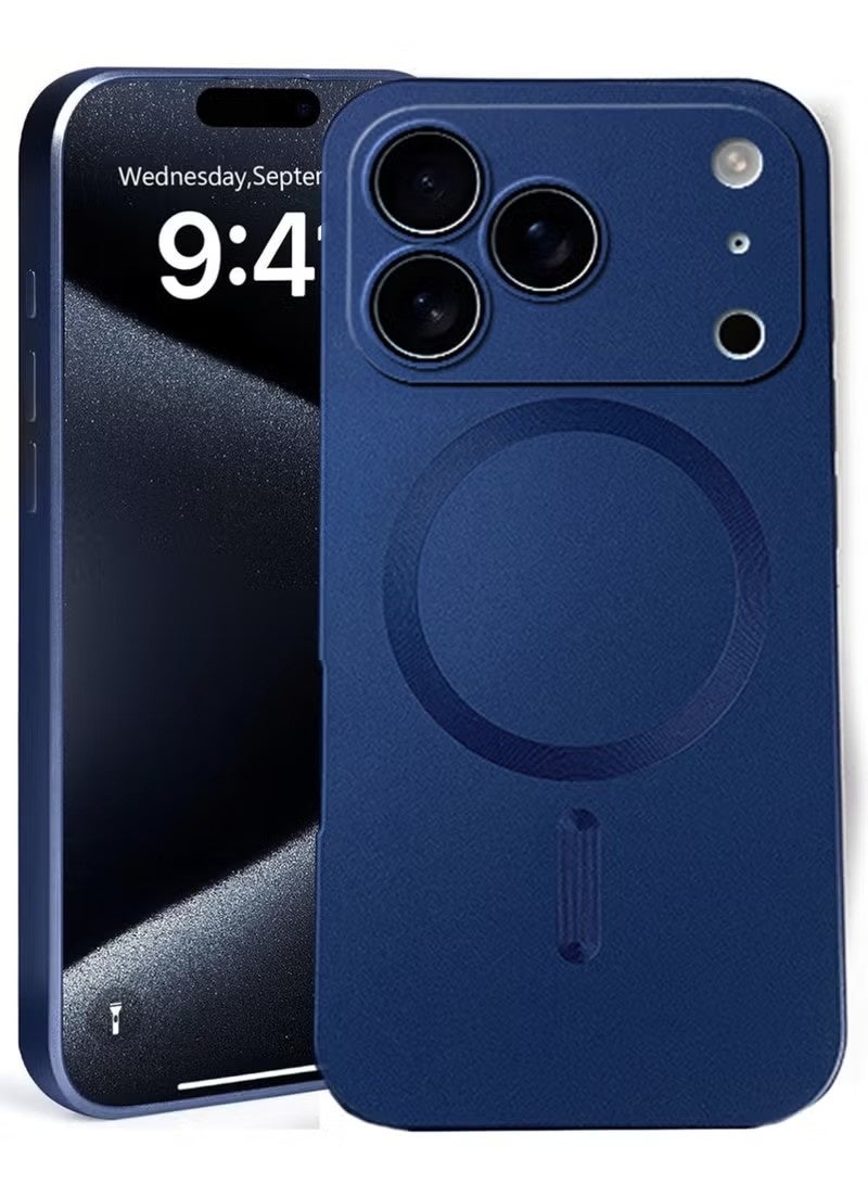 جراب مغناطيسي لهاتف iPhone 17 Pro Max مع واقي لعدسة الكاميرا، متوافق مع MagSafe، حماية كاملة، جراب هاتف نحيف مضاد للخدش ناعم من مادة TPU لهاتف iPhone 17 Pro Max، أزرق داكن - Image 2