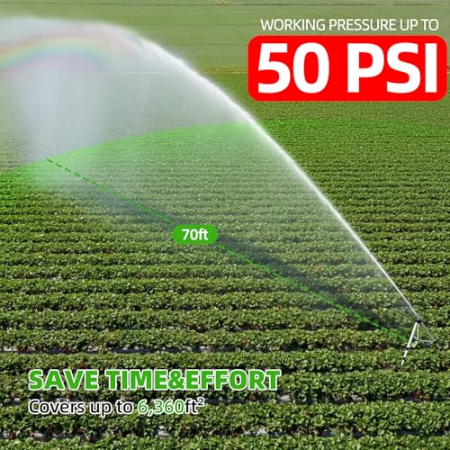 SPECILITE 36Brass Impact Tripod Sprinkler Heavy Duty Metal Pulsating Telescoping Sprinklers for Yard Lawn Garden Irrigation 360 Degree Waters up to 70ft Covering 5660sqft - Image 3