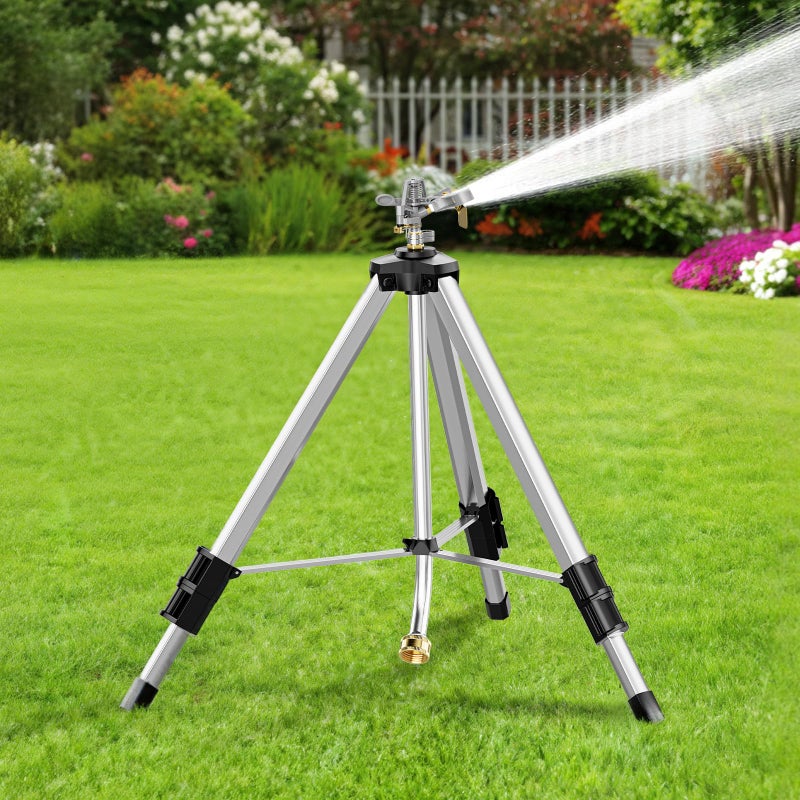 SPECILITE 36Brass Impact Tripod Sprinkler Heavy Duty Metal Pulsating Telescoping Sprinklers for Yard Lawn Garden Irrigation 360 Degree Waters up to 70ft Covering 5660sqft - Image 2