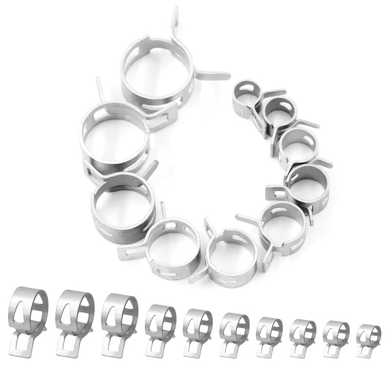 Glarks 30Pcs 13mm Spring Band Type Clips, Fuel Silicone Vacuum Hose Pipe Clamp Low Pressure Air Clip Clamp Fasteners - Image 1