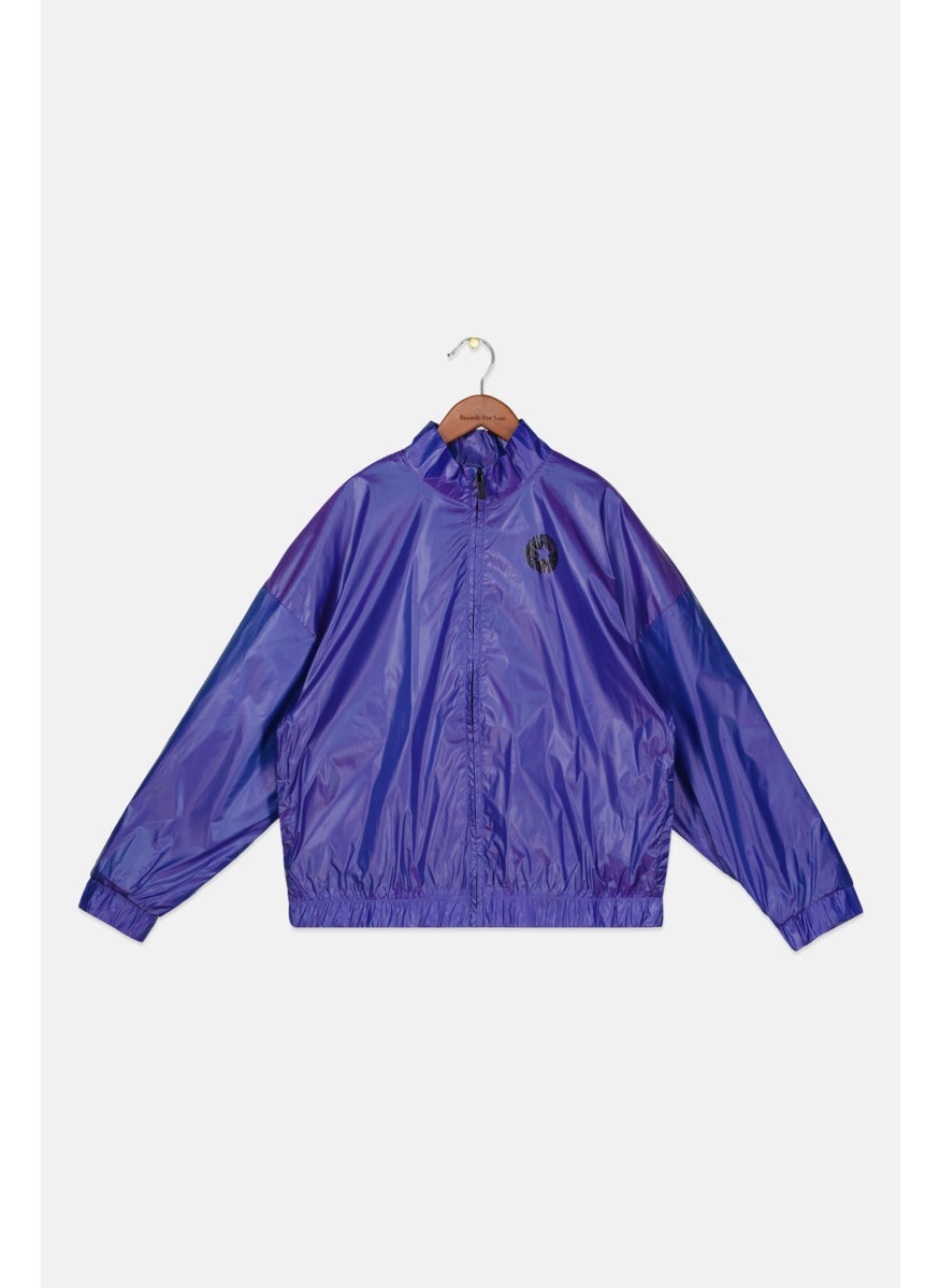 CONVERSE - Kids Boy Brand Logo Windbreaker Jacket, Blue - Image 1