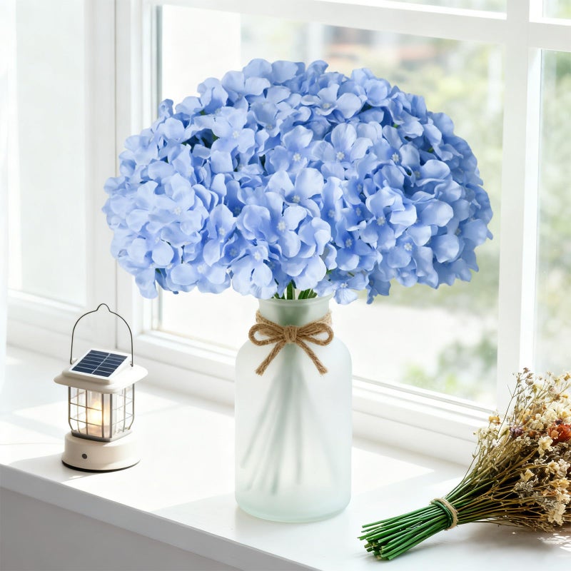 Cherica 65Pcs Blue Hydrangea Artificial Flowers Bulkï¼ŒRealistic Silk Fake Flowers with Stemsï¼ŒFaux Hydrangea Flowers for Wedding Home Decor Centerpieces Living Room Garden Party Baby Shower Decoration - Image 2