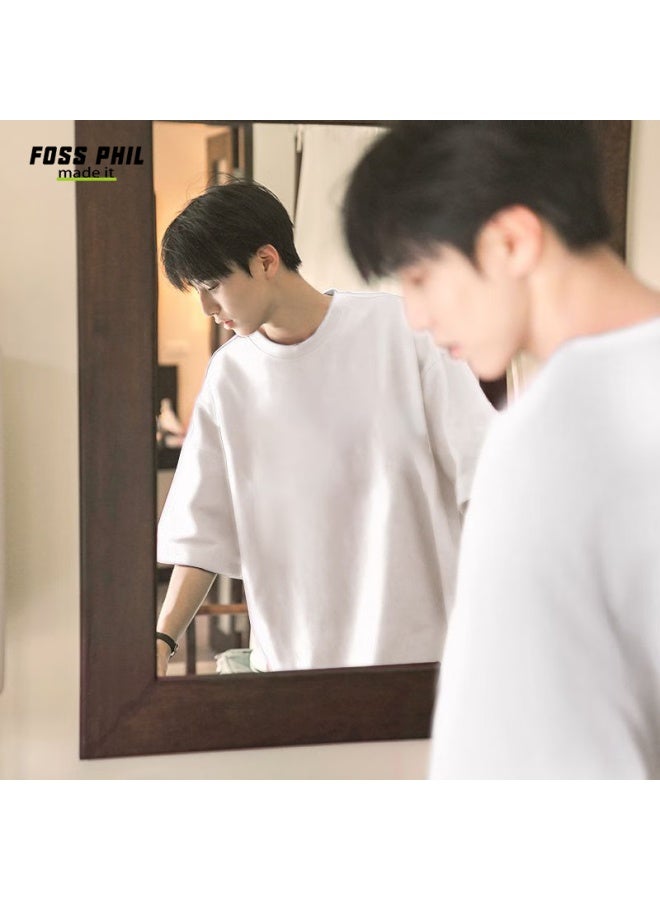 Foss Phil Short Sleeve Uni Summer Couple Heavyweight Solid Color Basic Loose Cotton T-shirt 234t001 White M - Image 2