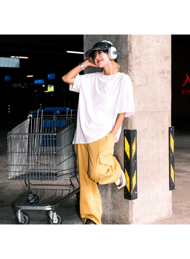 Foss Phil Short Sleeve Uni Summer Couple Heavyweight Solid Color Basic Loose Cotton T-shirt 234t001 White M - Image 4