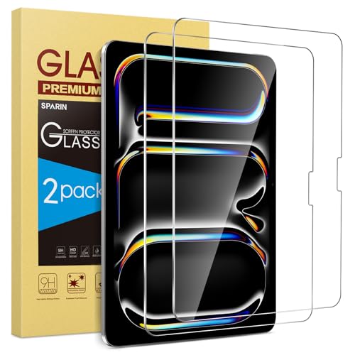 SPARIN Screen Protector for iPad Pro 11 Inch 2025/2024 M5 M4 (6th/5th Generation), 2 Pack Tempered Glass for iPad Pro 11, Scratch Resistant, Case Friendly, Apple Pencil Pro Compatible - Image 1