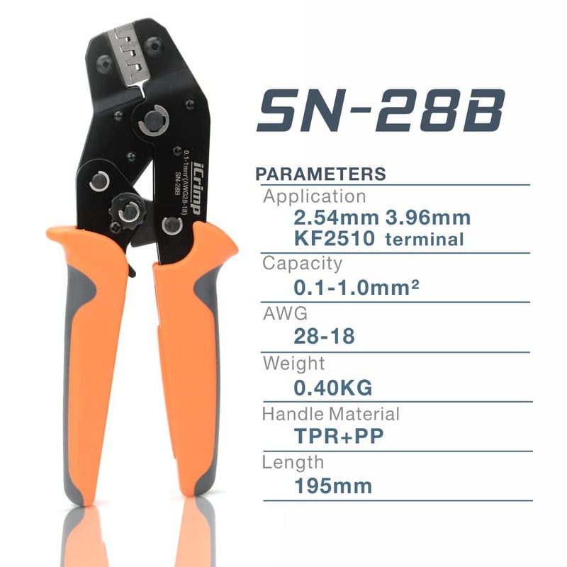 IWISS iCrimp SN-28B Dupont Terminal Ratchet Crimper 0.1-1.0mm Â²(AWG28-18) for 2.54mm 3.96mm KF2510 JST XH VH Connectors - Image 2