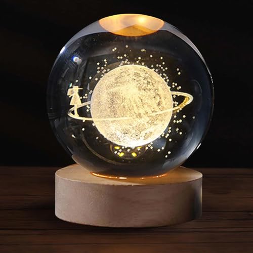 SHOPOGENIX Solar System Moon Crystal Ball Night Light 60mm,Glass Ball Night LED Lamp with USB Powered 2.4 Inch Wooden Base Colorful Crystal Ball for Gifts Men,Women,Kids,Boys,Girls (Star Waalk) - Image 4