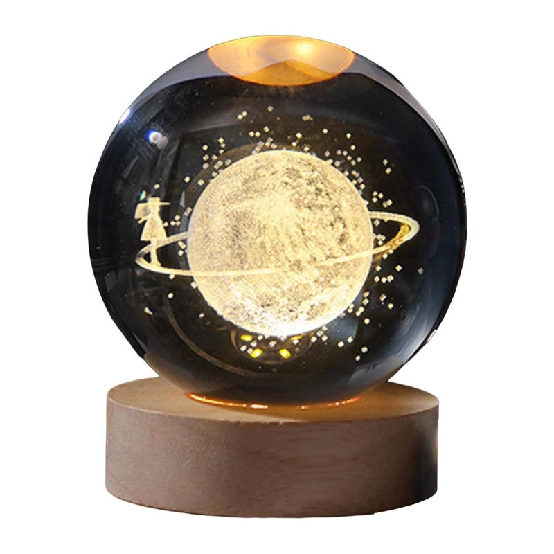 SHOPOGENIX Solar System Moon Crystal Ball Night Light 60mm,Glass Ball Night LED Lamp with USB Powered 2.4 Inch Wooden Base Colorful Crystal Ball for Gifts Men,Women,Kids,Boys,Girls (Star Waalk) - Image 5