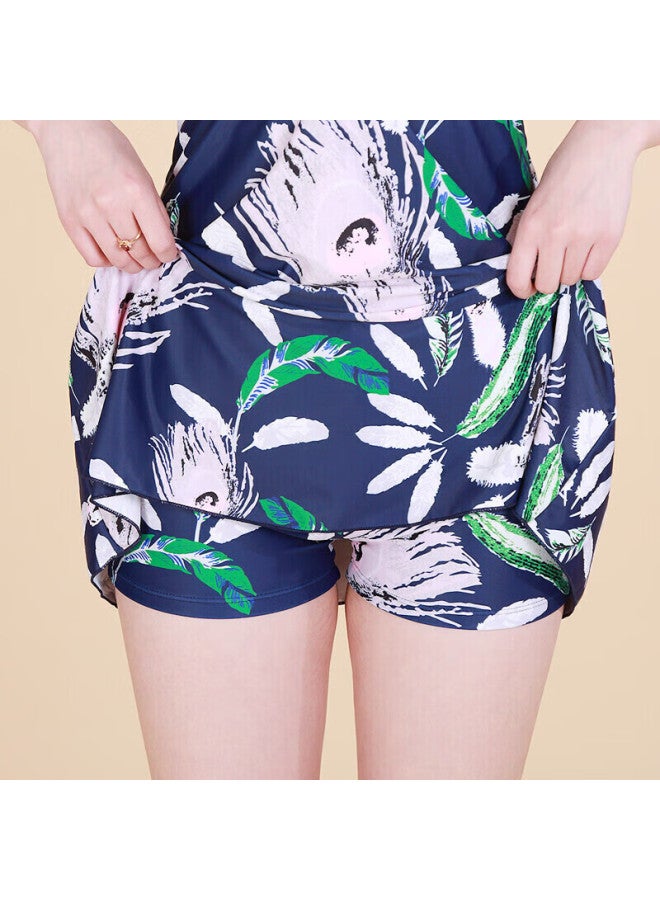 Skin-friendly Yifu Middle-aged Conservative Two-piece Swimsuit For Women, Skirt-style Boyshort Slimming Swimwear For Middle-aged And Elderly Mothers, Plus Size Hot Spring Swimming Costume - Image 5