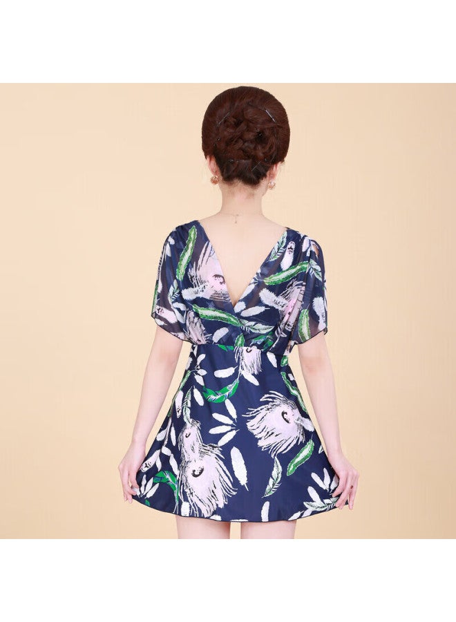Skin-friendly Yifu Middle-aged Conservative Two-piece Swimsuit For Women, Skirt-style Boyshort Slimming Swimwear For Middle-aged And Elderly Mothers, Plus Size Hot Spring Swimming Costume - Image 4