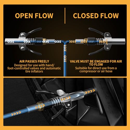MIFMIA Locking Air Chuck, Heavy Duty Open Flow with Six Steel Jaws, Locks onto Any Tire Valve, No Leaks or Pop-Offs, Rated to 150 PSI - Open Flow - Image 5