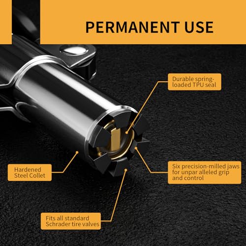 MIFMIA Locking Air Chuck, Heavy Duty Open Flow with Six Steel Jaws, Locks onto Any Tire Valve, No Leaks or Pop-Offs, Rated to 150 PSI - Open Flow - Image 4