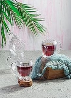 HomePro HomePro Strips Double Glass Espresso Mug 6 Pieces HPRV722 