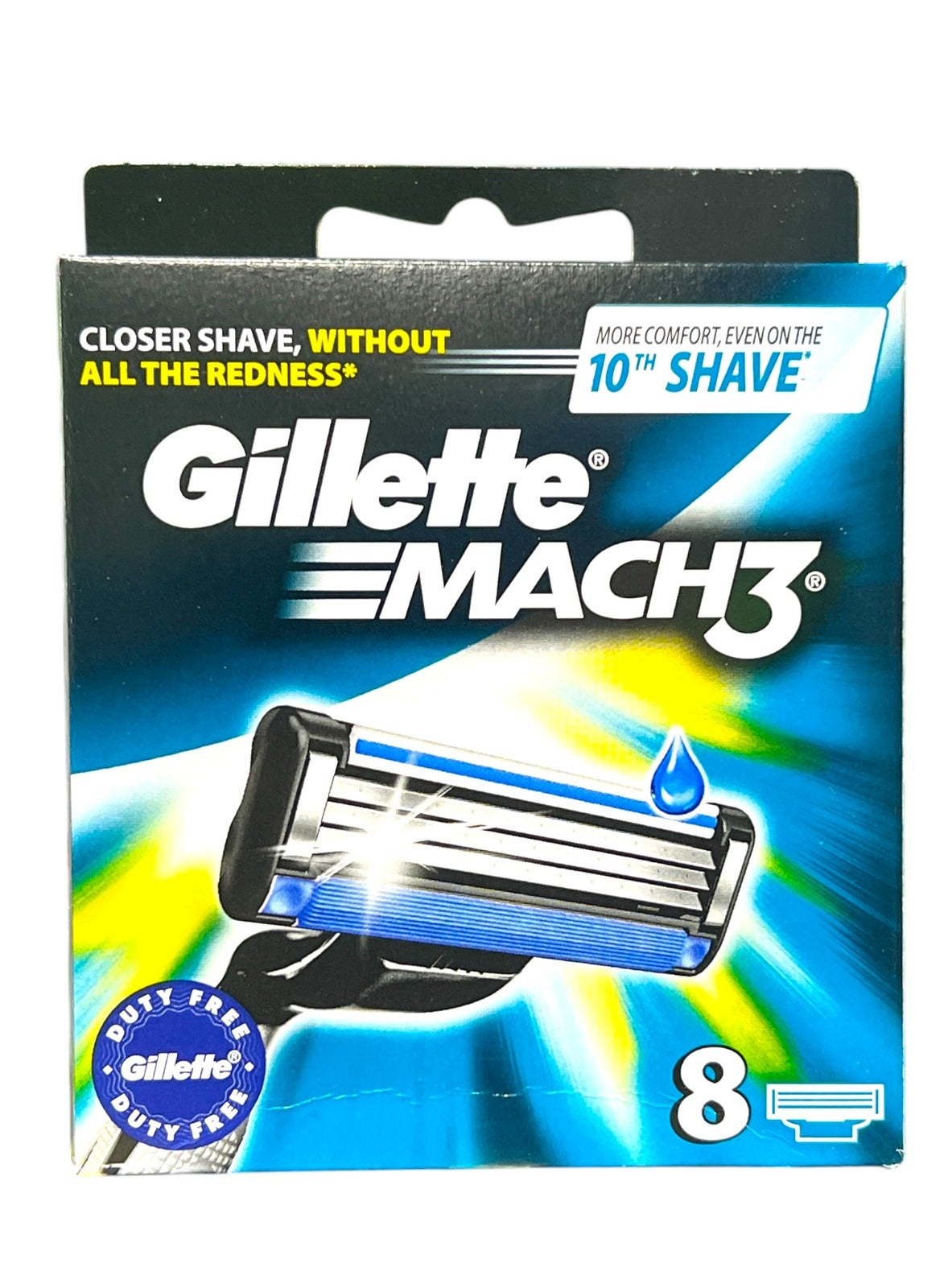 Gillette 8-Piece Mach3   Razor Refill Cartridges Blue/Silver