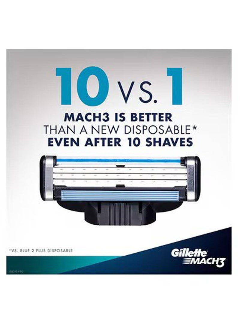 Gillette 8-Piece Mach3   Razor Refill Cartridges Blue/Silver - Image 3