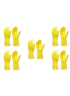 IRONSTAY IRONSTAY NATURAL RUBBER GLOVES FOR HOUSE HOD WORK GARDNING AND AGRICULTURAL WORK YELLOW Pack of 5 