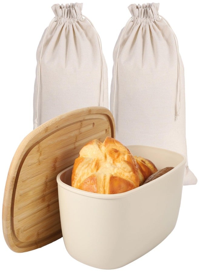 Homaisson Sourdough Bread Box with Bags - Large Bread Box for Kitchen Countertop, Plastic Storage Bin with Wooden Cutting Board Lid, Present for Bread Lovers - Image 1