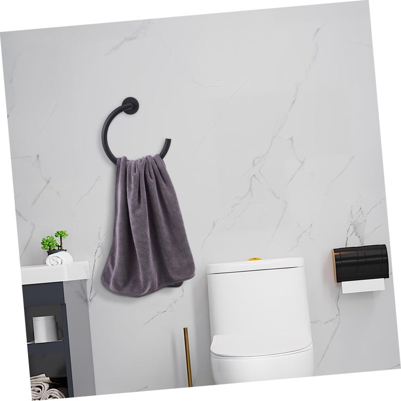 Garneck Black Towel Ring Wall Mount Stainless Steel Bathroom Organizer - Image 5