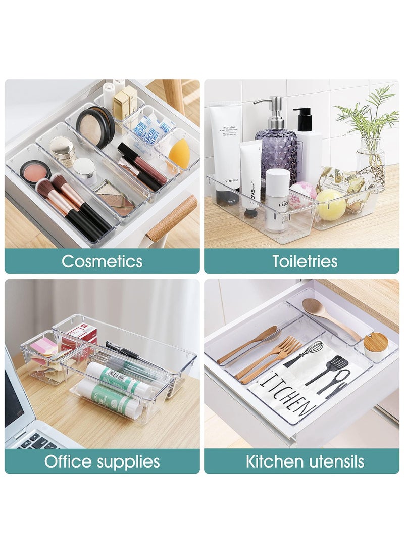 ANYOUI 16 PCS Desk Drawer Organizers, Non-Slip and Crack Drawer Organizer Set with 5 Different Sizes, Drawer Organizer Trays for Makeup, Jewelries, Office Accessories  - Image 4
