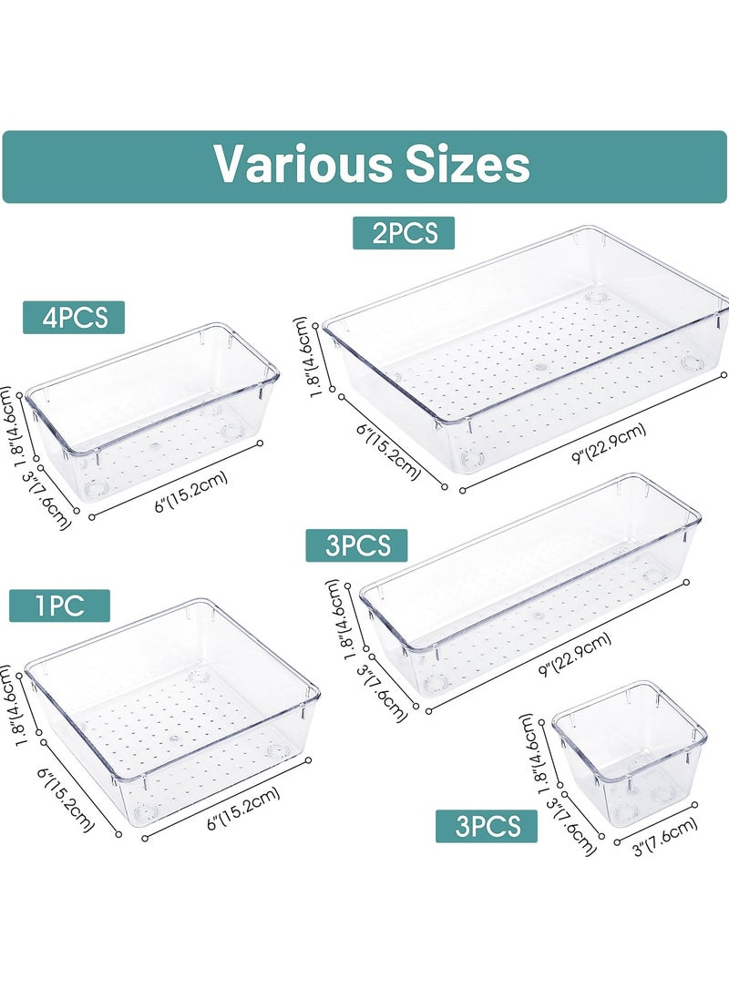 ANYOUI 16 PCS Desk Drawer Organizers, Non-Slip and Crack Drawer Organizer Set with 5 Different Sizes, Drawer Organizer Trays for Makeup, Jewelries, Office Accessories  - Image 2