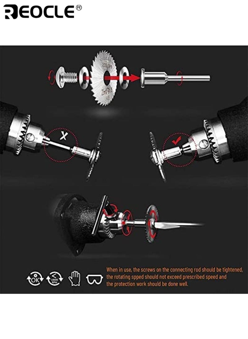 ريوكل 6 قطع فضي عالي السرعة فولاذي HSS رأى شفرات قطع عجلة القرص مجموعة شفرات المنشار الدائري الصغير الصلب مع قضيب تمديد 3.2 مم 1/8 "لتدريبات Dremel Fordom أدوات دوارة مثالية للرجال والنساء - Image 5