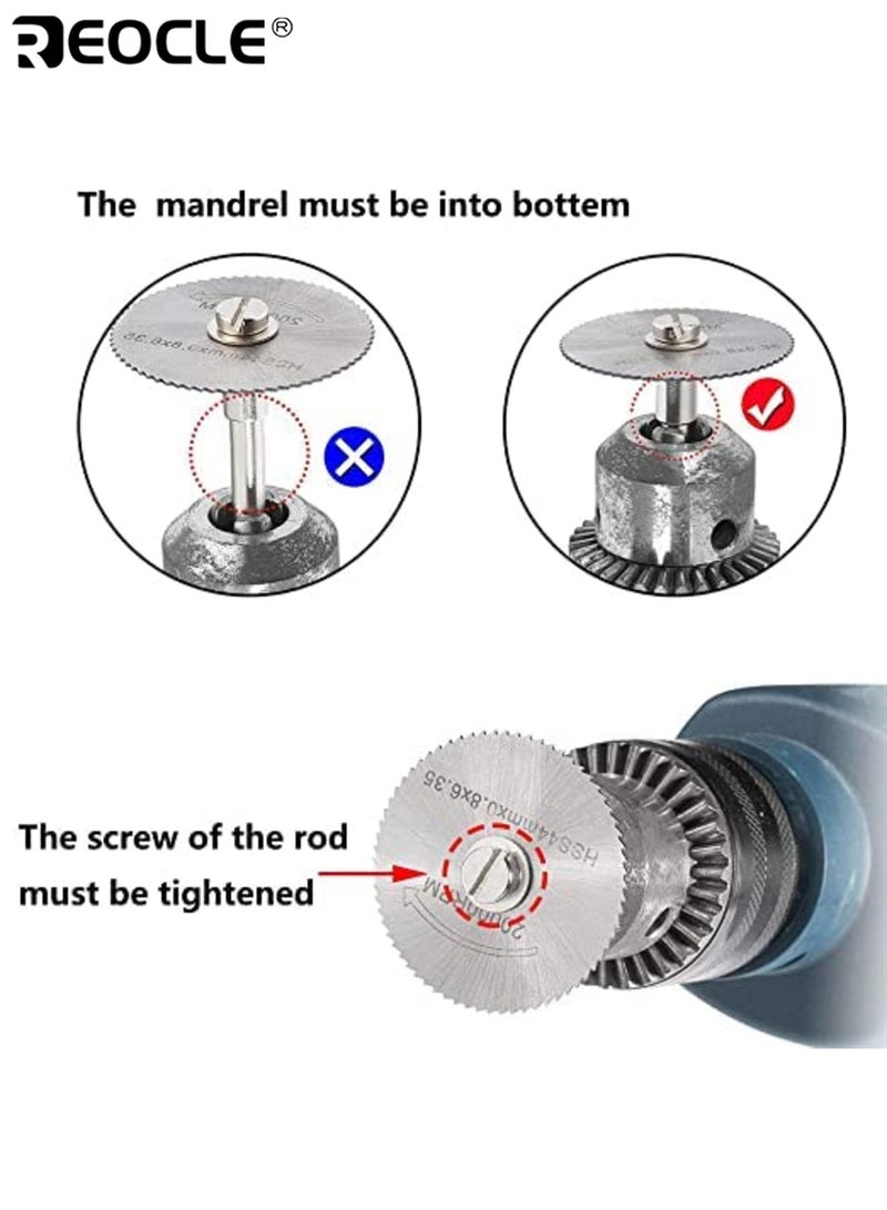 ريوكل 6 قطع فضي عالي السرعة فولاذي HSS رأى شفرات قطع عجلة القرص مجموعة شفرات المنشار الدائري الصغير الصلب مع قضيب تمديد 3.2 مم 1/8 "لتدريبات Dremel Fordom أدوات دوارة مثالية للرجال والنساء - Image 3