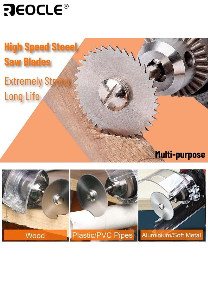 ريوكل 6 قطع فضي عالي السرعة فولاذي HSS رأى شفرات قطع عجلة القرص مجموعة شفرات المنشار الدائري الصغير الصلب مع قضيب تمديد 3.2 مم 1/8 "لتدريبات Dremel Fordom أدوات دوارة مثالية للرجال والنساء - Image 2