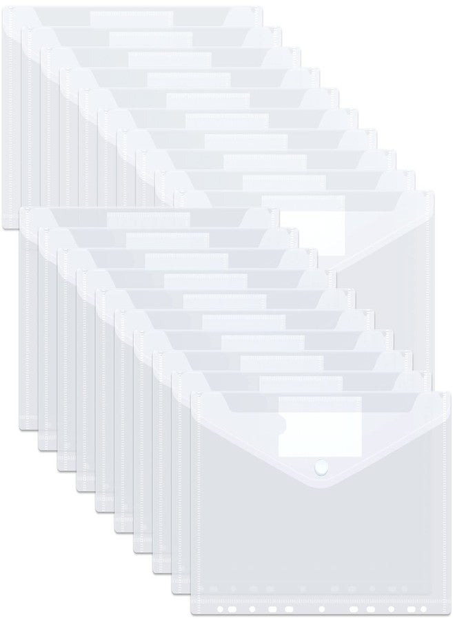 JMIATRY 50 PCS Clear Binder Pockets for 3 Ring Binder Folders with Pockets and Holes, Plastic Envelopes with Snap Closure, A4 Size Binders Inserts for 2/3/4 Ring Document Storage - Image 1