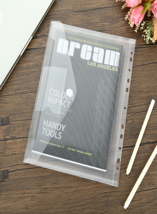 JMIATRY 50 PCS Clear Binder Pockets for 3 Ring Binder Folders with Pockets and Holes, Plastic Envelopes with Snap Closure, A4 Size Binders Inserts for 2/3/4 Ring Document Storage - Image 3