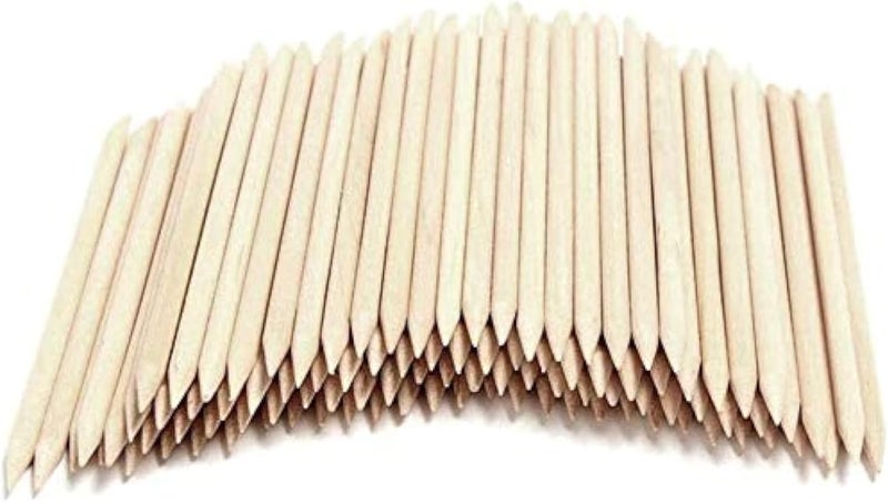 Long term use design 1000 Pieces Orange Wood Sticks - Double Sided Nail Art Multi-Functional Cuticle Pusher Remover, Clean Nail Polish - 110mm Pointed End & Flat End Manicure Pedicure Tool Non sticky surface - Image 1