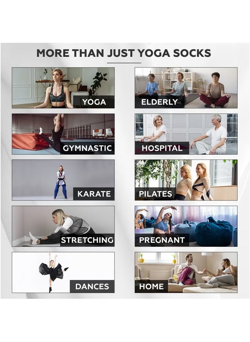 YOUGE 6 Pairs Non-Slip Yoga Socks Set For Women 2 Designed 3 Colors, Barre Elastic Workout Pilates Yoga Socks For Yoga Sports Gym Home Barefoot Exercises Dance Ballet - Image 3