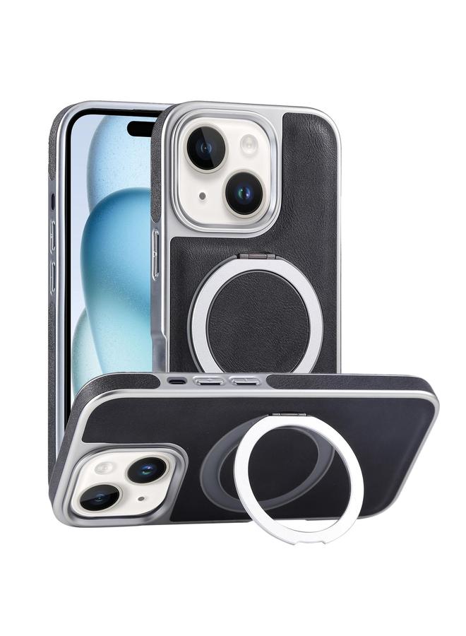 اس-توب جراب لهاتف iPhone 15 Plus مصنوع من الجلد المطلي مع حامل مغناطيسي دوار من MagSafe - Image 1