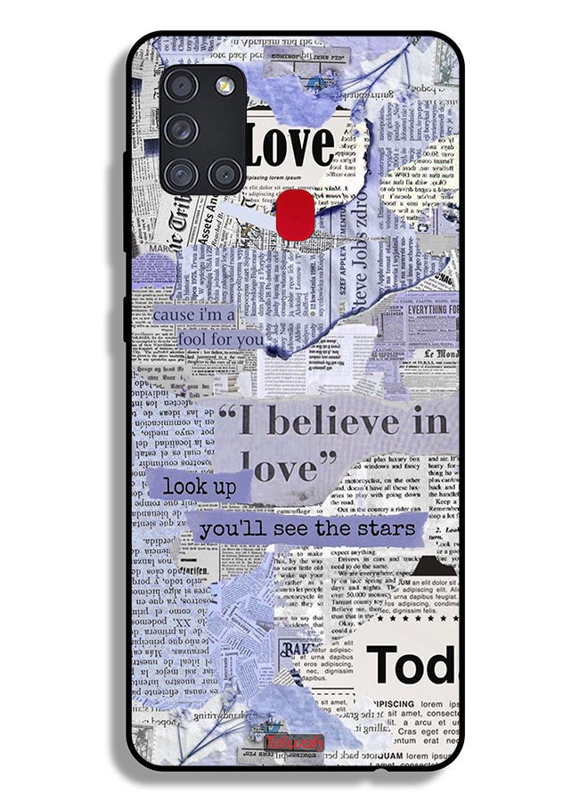 Tolwak Samsung Galaxy A21s Protective Case Cover Newspaper Pieces - Image 1