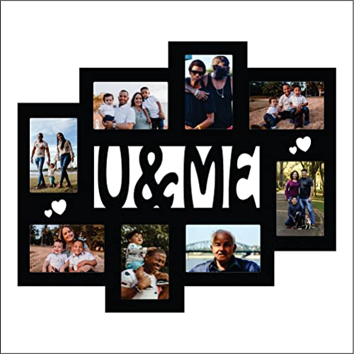 PICRAZEE MDF Wall Collage Photo Frame for Multiple Photos in a Single Frame Family Picture Frame Wall Décor for Living Room, Bedroom & Gifts (D4-U&Me) - Image 1