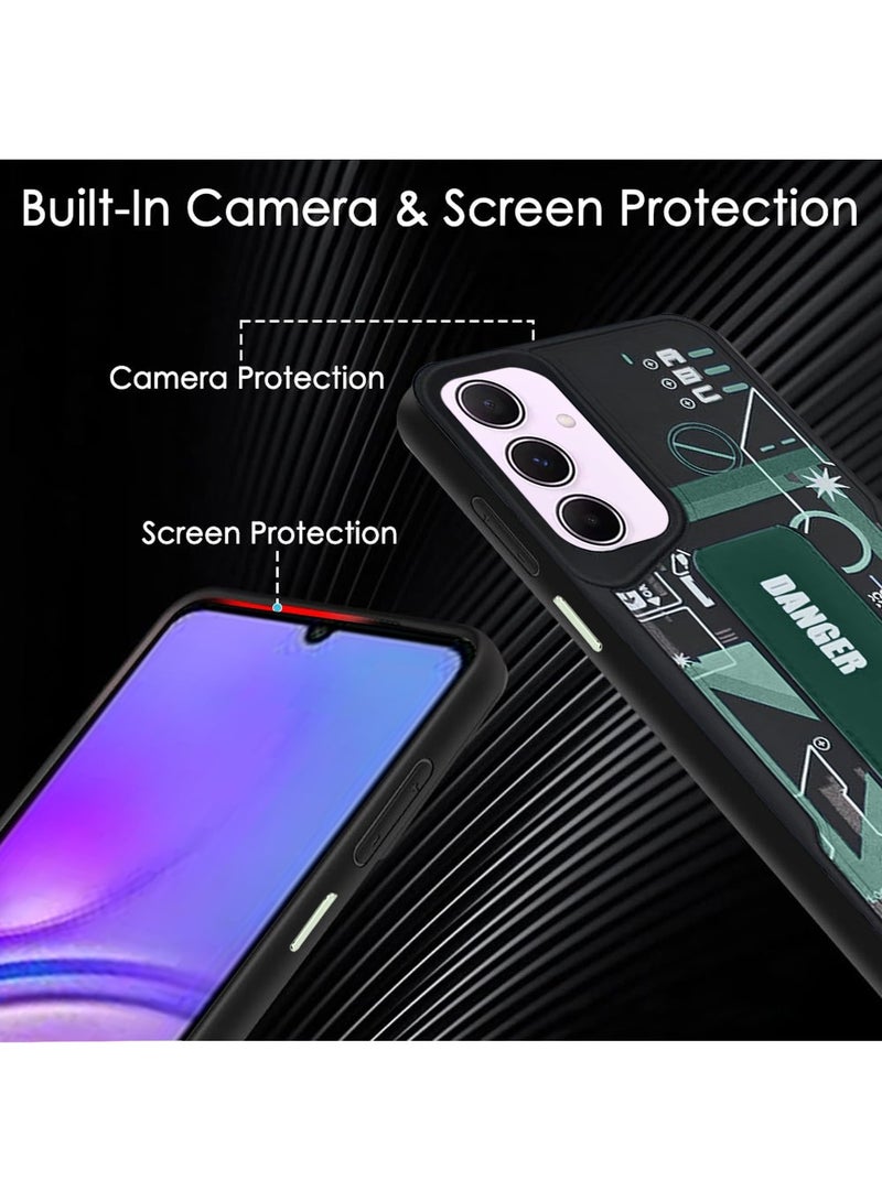 Techie غطاء خلفي سيليكوني للأزياء الجمالية مع مقبض يد مغناطيسي وحامل لهاتف سامسونج جالاكسي A05s - أسود/أخضر - Image 5