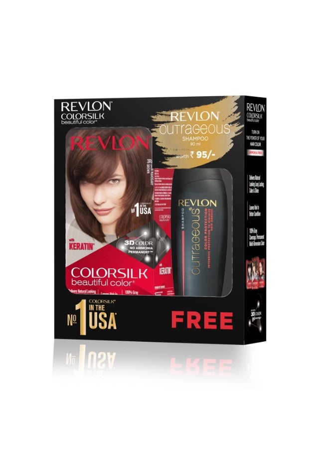 ريفلون صبغة شعر ريفلون كولور سيلك بالكيراتين - 3RB بني ماهوجني غامق - (مع شامبو آوتريجس 90 مل) (3S10978F36721332) - Image 1