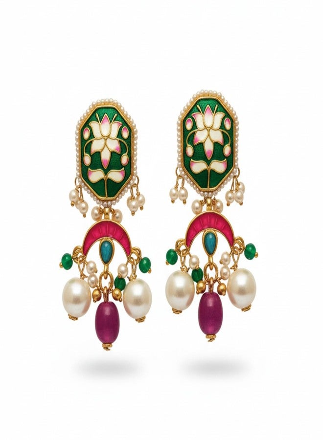 SANJOYA BY EVERSTYLISH Pearl Drop Earrings | Gold-Tone Lightweight Jewelry For Women | Ethnic Statement Earrings For Party, Festive, Wedding & Gifting - Image 1