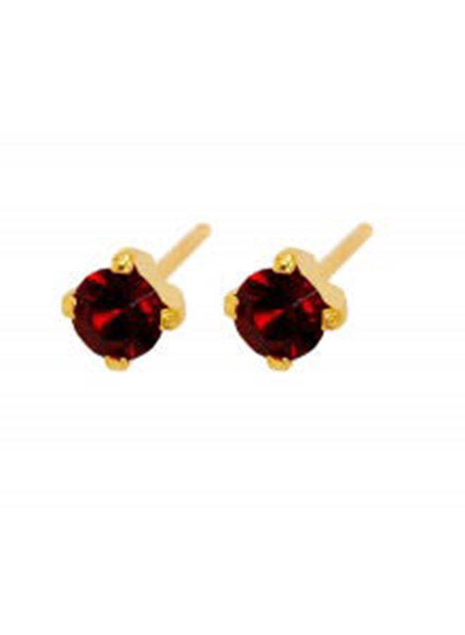 Caflon Fashion Gold Plated Garnet Tiffany Earring | 4 Mm