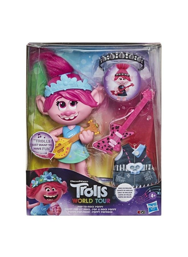 Trolls - Dreamworks Trolls World Tour Poptorock Poppy Singing Doll With 2 Different Looks And Sounds Toy Sings Trolls Just Want To Have Fun (English) - Image 1