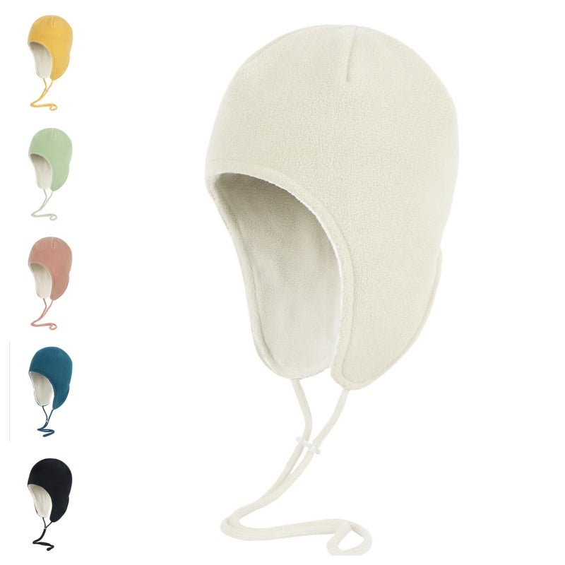 LLmoway Warm Beanie for Men Women Winter Snow Hiking Camping Soft Lightweight Fleece Earflap Hat Helmet Liner Skull Cap Beige - Image 1