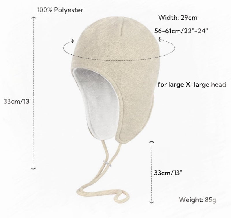 LLmoway Warm Beanie for Men Women Winter Snow Hiking Camping Soft Lightweight Fleece Earflap Hat Helmet Liner Skull Cap Beige - Image 2