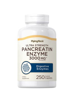 Piping Rock Pancreatin Enzyme Supplement ; 3000 Mg ; 250 Caplets ; Ultra Strength ; Nongmo Gluten Free  - Image 1