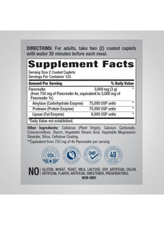 Piping Rock Pancreatin Enzyme Supplement ; 3000 Mg ; 250 Caplets ; Ultra Strength ; Nongmo Gluten Free  - Image 3
